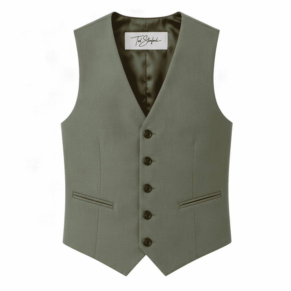 Metro five-button suit vest in Sage 687